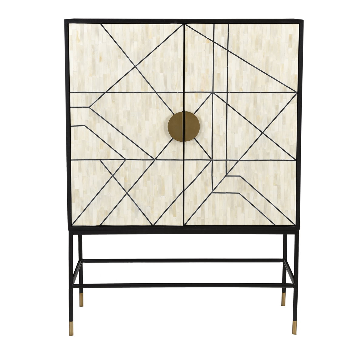 Shaws Cabinet Cream And Black, Cabinets & Sideboard by Moe's Home, 40" width x 55" height x 16" depth View 1