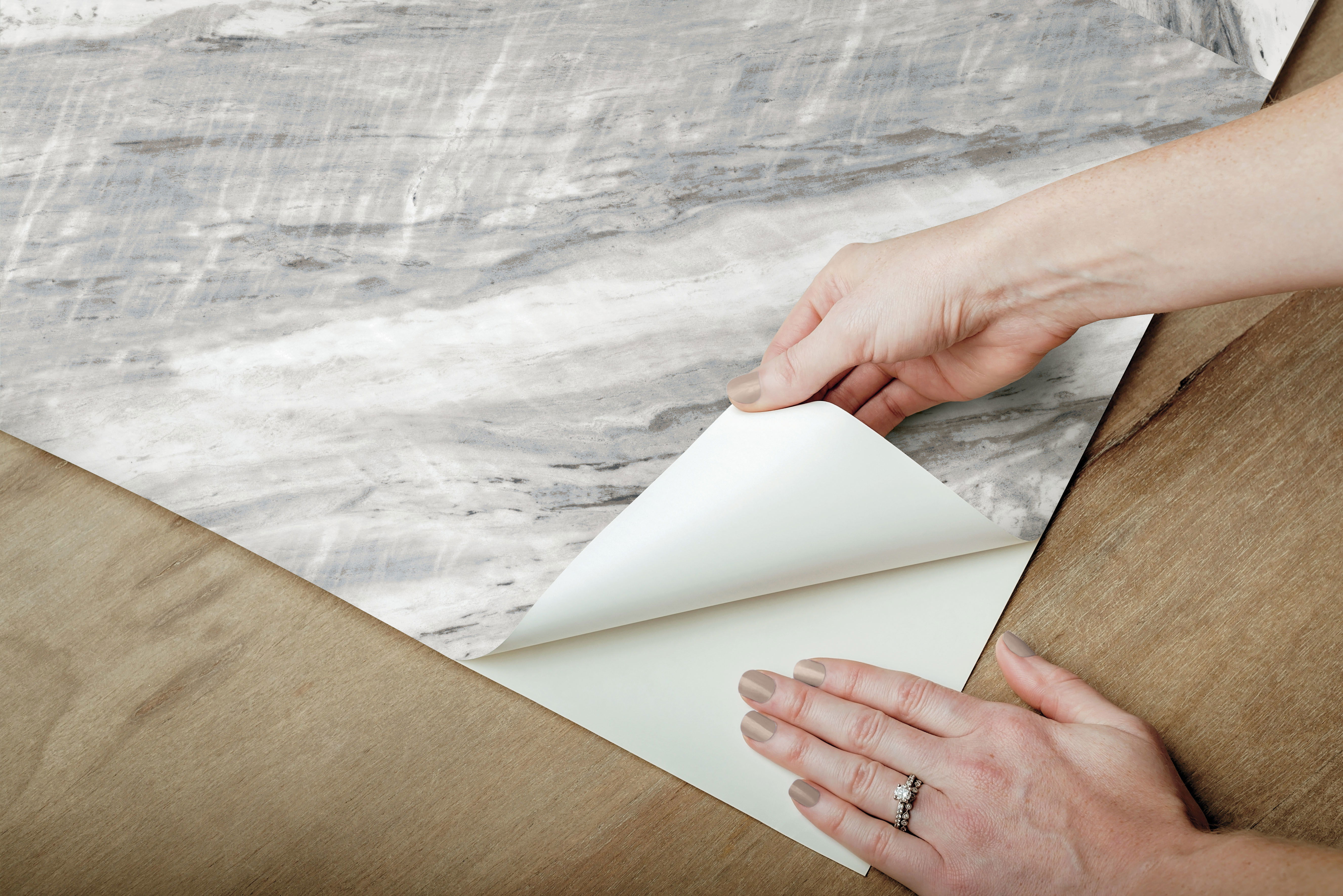 Carrara Horizontal Grey Peel & Stick Wallpaper, by York Wall, 20' length x 2'3" width x 0.02" depth View 5