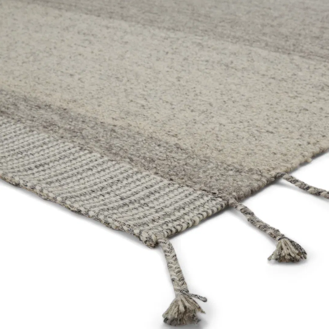 Striped Handmade Handwoven Wool Gray Area Rug large image 
