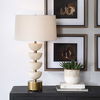 Hemisphere Travertine Table Lamp, by Uttermost, 17" width x 30.5" height x 17" depth thumbnail 2