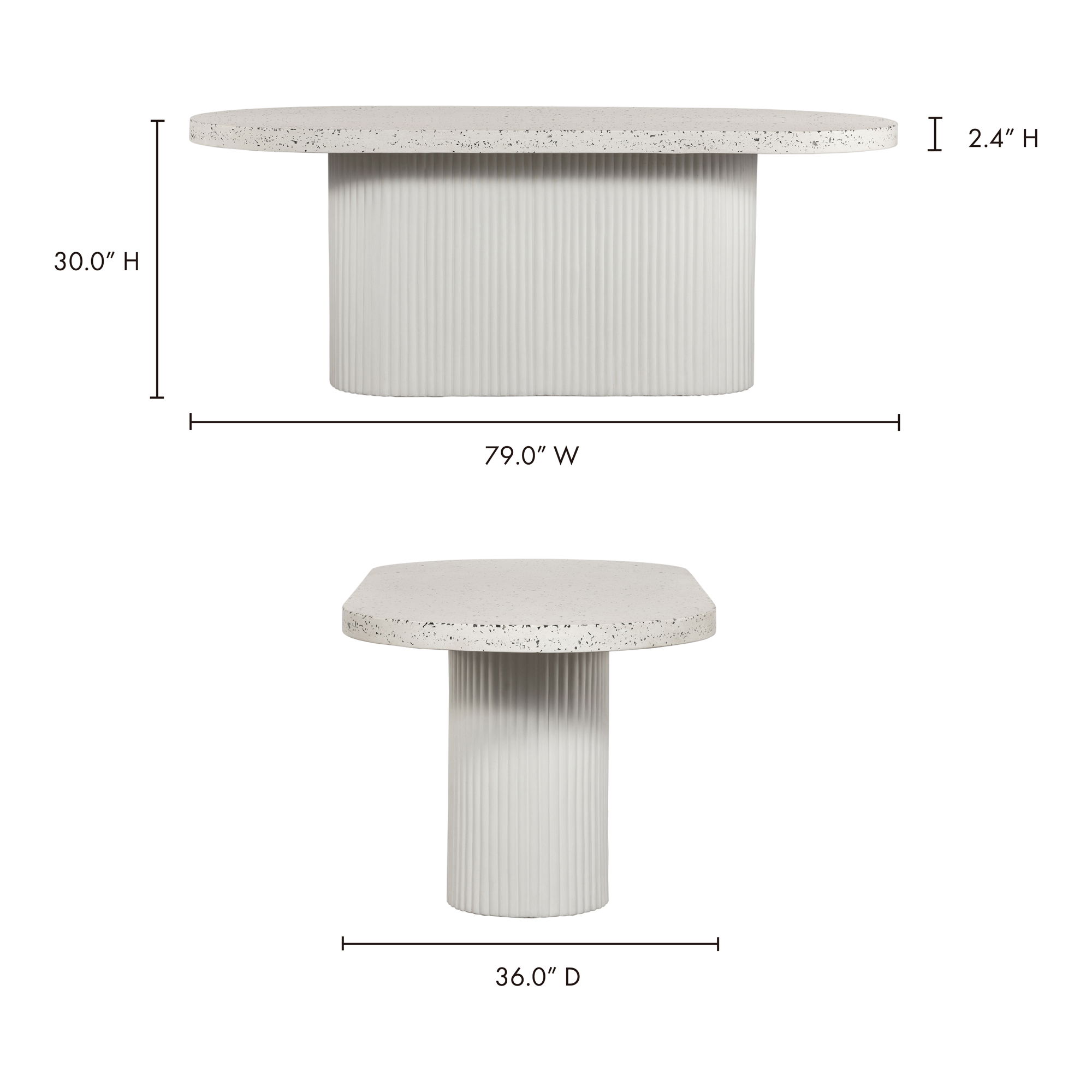 Lyon Outdoor Dining Table White Terrazzo, Outdoor Table by Moe's Home, 6'6.7" width x 2'5.9" height x 2'11.4" depth View 12