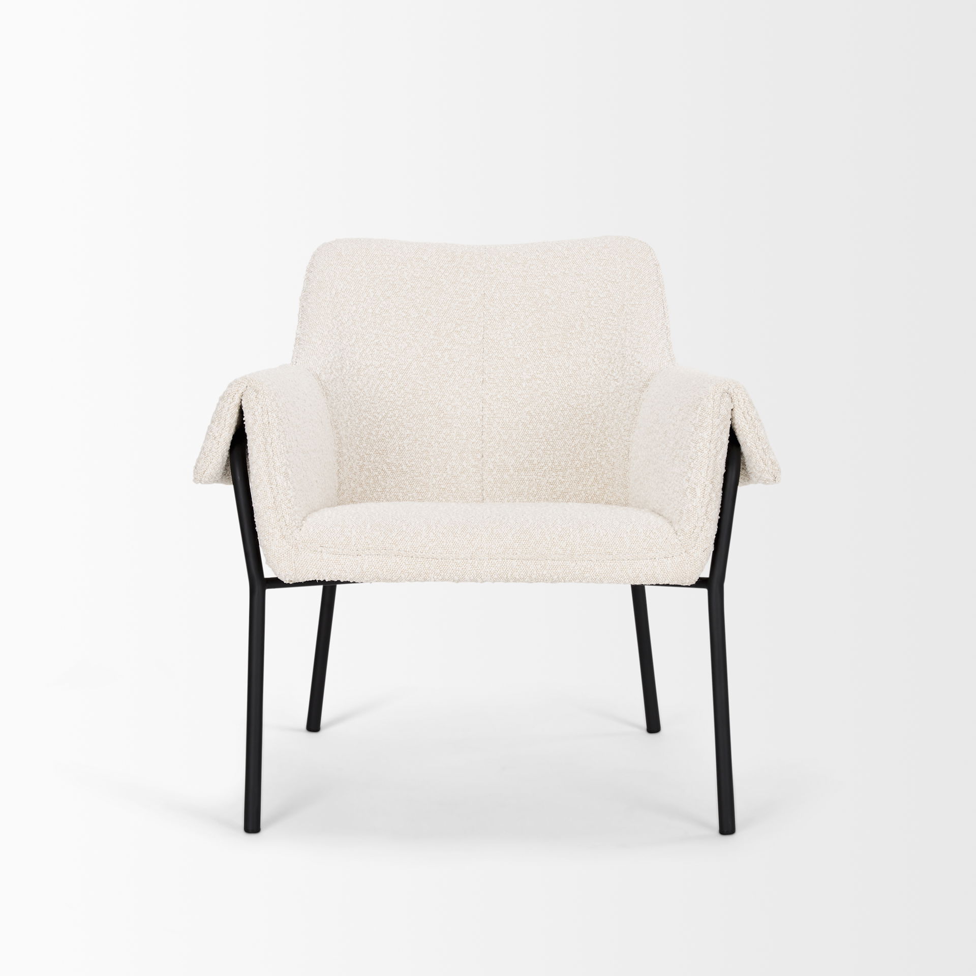 Brently Accent Chair with Cream Boucle Fabric & Matte Black Metal Legs large image 