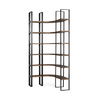 Turner II 37L x 10.5W x 90H Curved Dark Brown Wood And Black Iron Six Shelving Unit, Shelving & Bookcase by Mercana, 36.5" length x 36.5" width x 90" height thumbnail 1