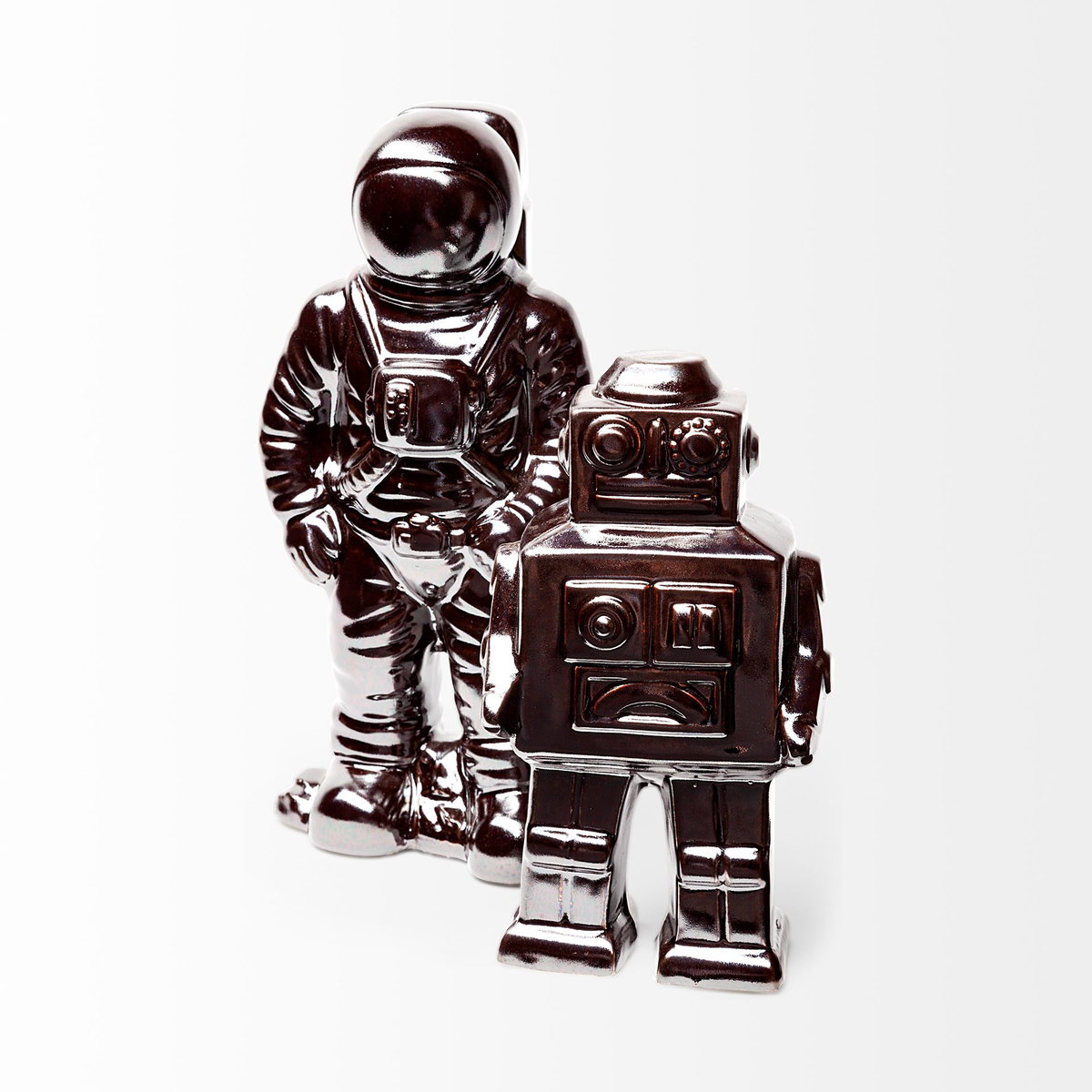 Robby 4L x 3W Bronze Polished Robot, Decorative Object by Mercana, 4.33" length x 3.35" width x 7.48" height View 6