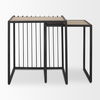 Miles Black Metal with Light Wood Nesting End/Side Table, Side & End Table by Mercana, 22" length x 22" width x 24" height thumbnail 5