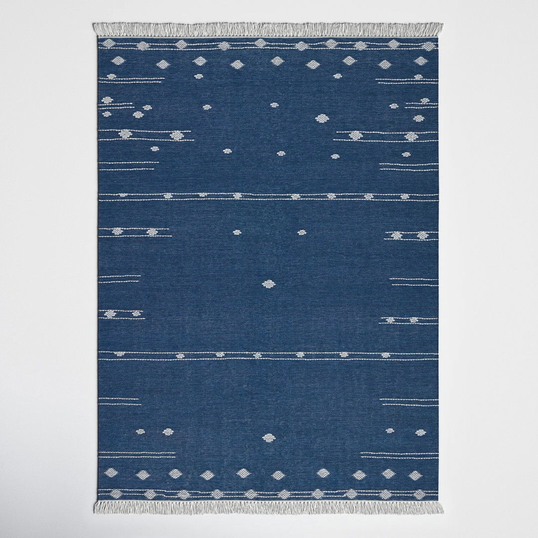 Calli Indoor/ Outdoor Geometric Blue/ White Area Rug large image 