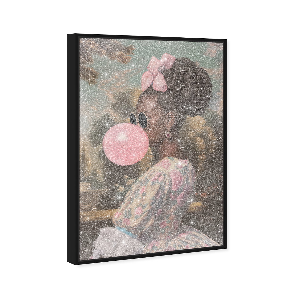 Roses and Rebellion - With Diamond Dust and Glitter (Black Glitter, Diamond Dust), Art by Oliver Gal,  30x45 View 2