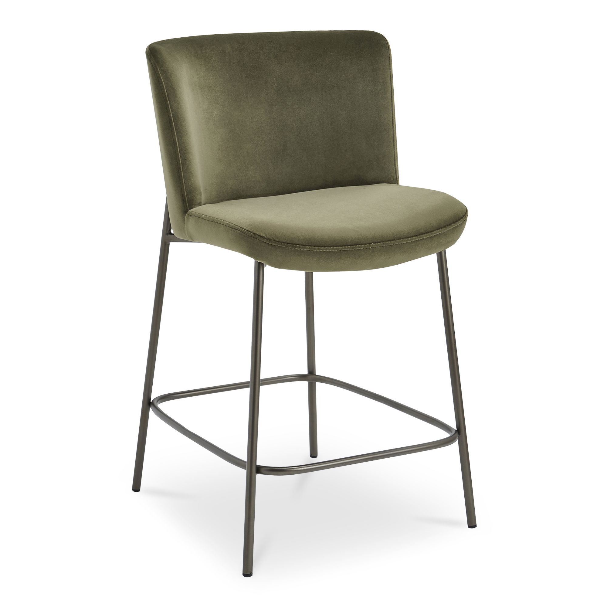 Early Counter Stool Faux Green Mohair, Counter & Bar Stool by Moe's Home, 21.7" width x 37.4" height x 23.4" depth View 2