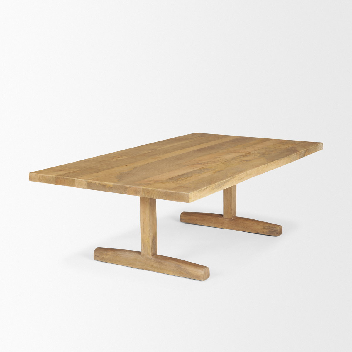 Viktor 55'L Light Brown Solid Wood Coffee Table, by Mercana, 55" length x 30" width x 17" height View 6