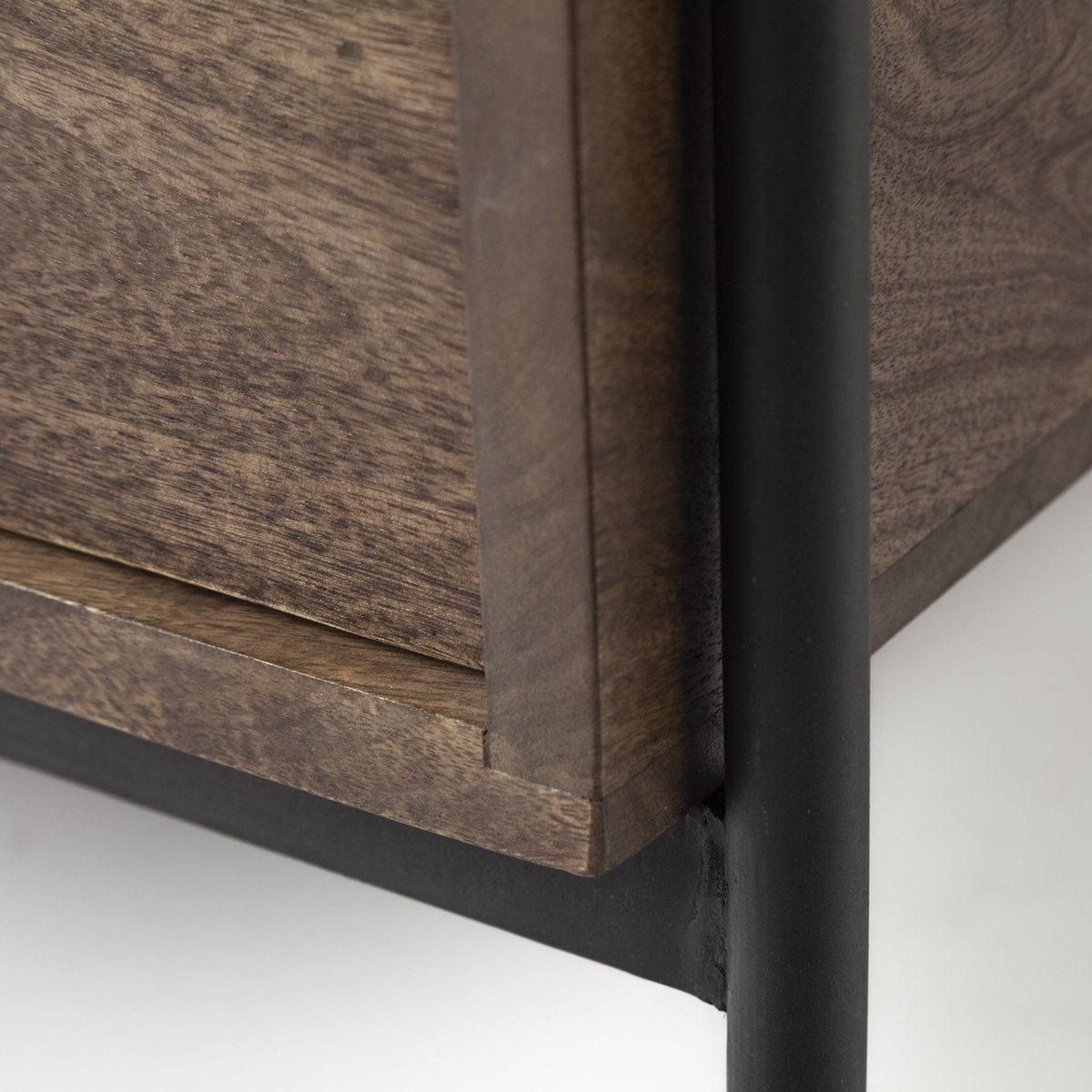 Glenn I 20L x 21W x 24H Dark Brown Wood with Black Iron Frame Square End/Side Table, Side & End Table by Mercana, 20" length x 21" width x 24" height View 14