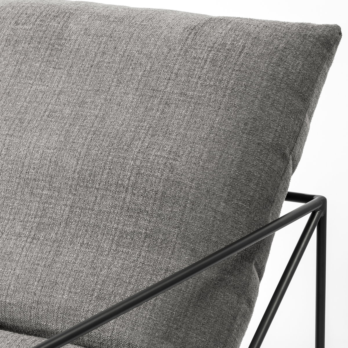 Leonidas 28.5L x 29.5W x 34.0H  Grey Fabric Wrap Black Metal Frame Accent Chair, by Mercana, 28.74" length x 29.92" width x 24.02" height View 11