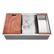 Online Designer Kitchen Ruvati Workstation Undermount 16 Gauge Stainless Steel Kitchen Sink Single Bowl RVH8309