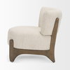 Vyra Dark Brown Wood with Cream Fabric Accent Chair, by Mercana, 26.97" length x 29.13" width x 27.55" height thumbnail 5
