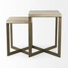 Faye (Set of 2) 19L x 19W x 26H Beige Finished Wood with Gold Metal Base Accent Tables, Side & End Table by Mercana, 19" length x 19" width x 26" height thumbnail 7