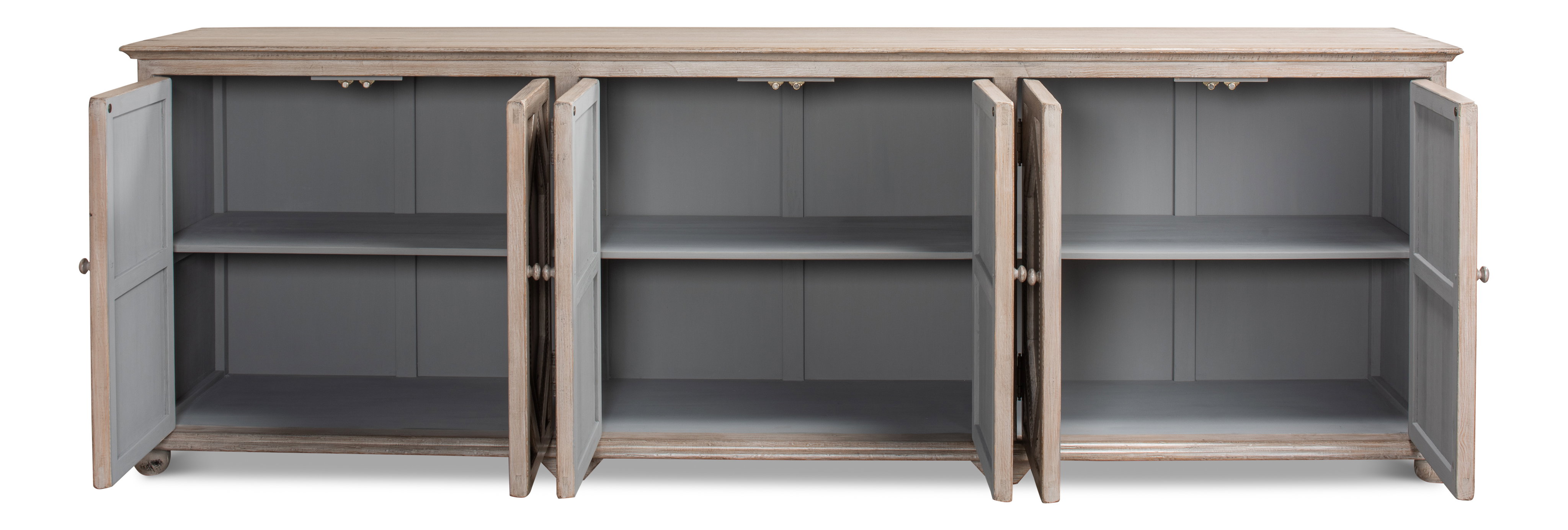 Six Diamonds Sideboard, French Grey, Cabinets & Sideboard by Sarreid, 112" length x 22" width x 37" height View 8