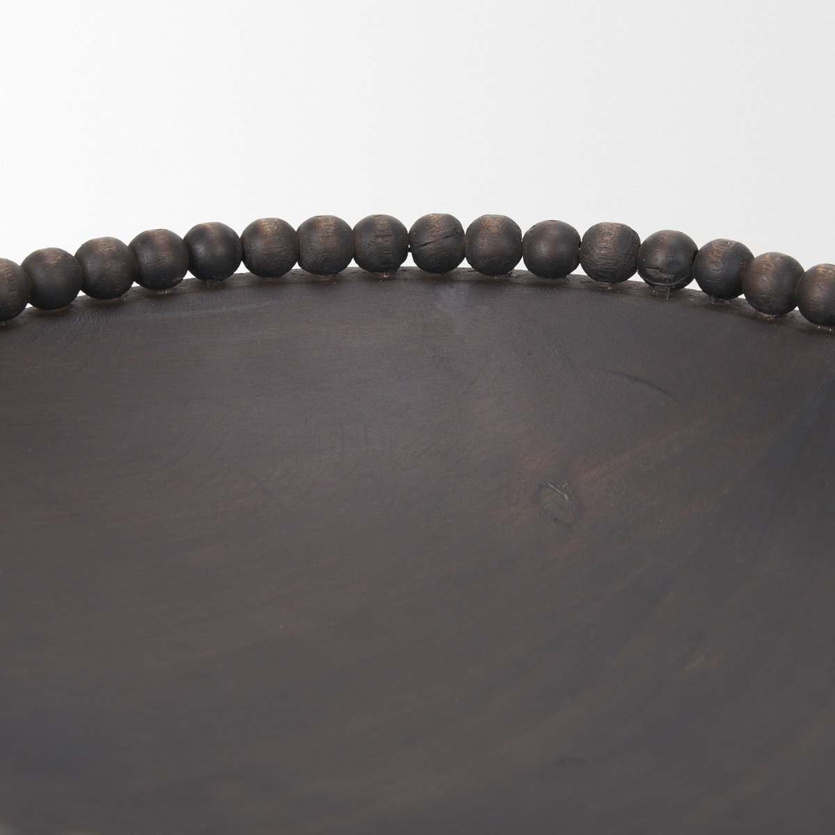Wendell Dark Brown Wood with Wood Beads Round Bowls, Decorative Bowl by Mercana, 12" length x 12" width x 3" height View 6