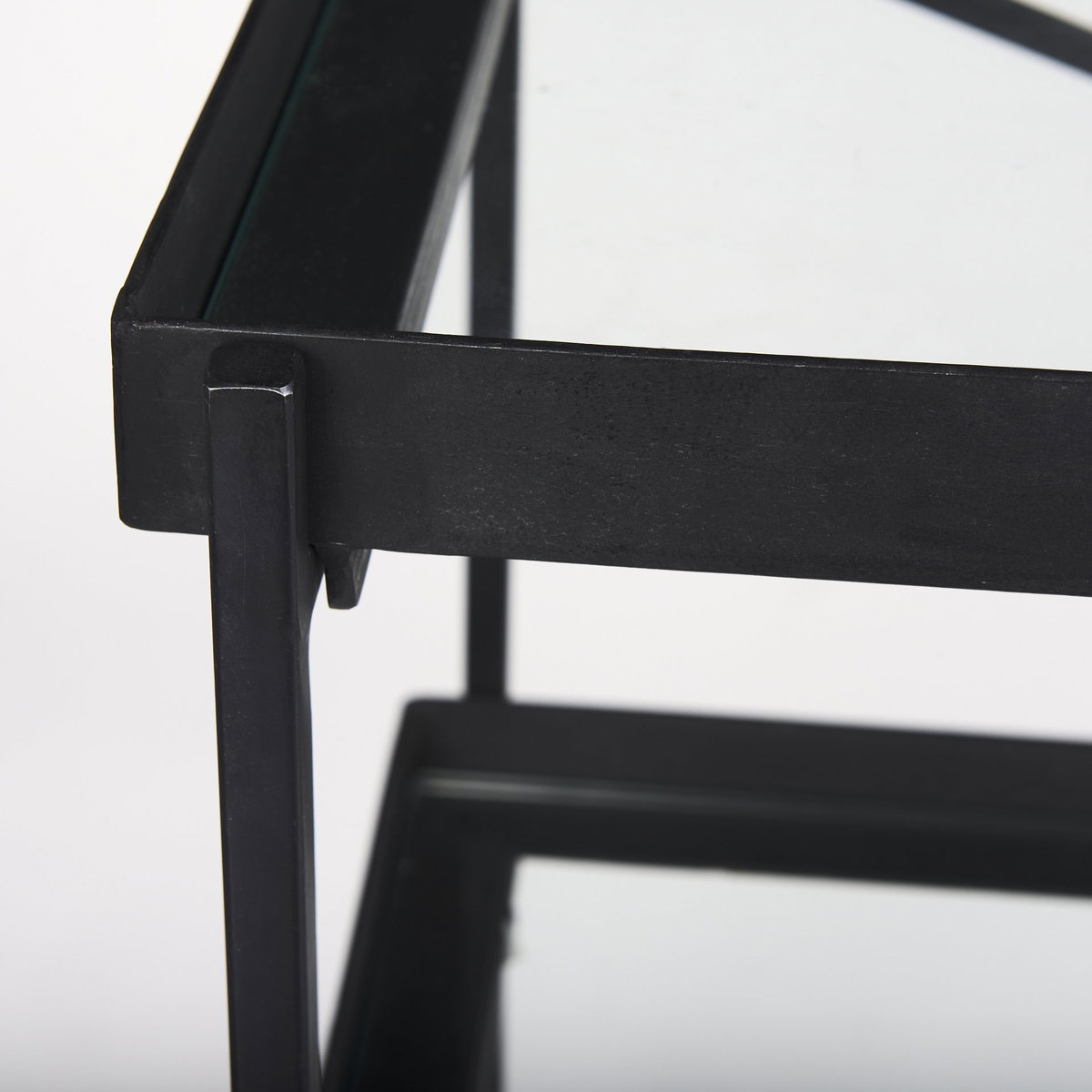 Trey 72.0'L x 16.0'W x 30.0'H Black Metal with Glass Console Table, by Mercana, 72" length x 16.25" width x 30" height View 10