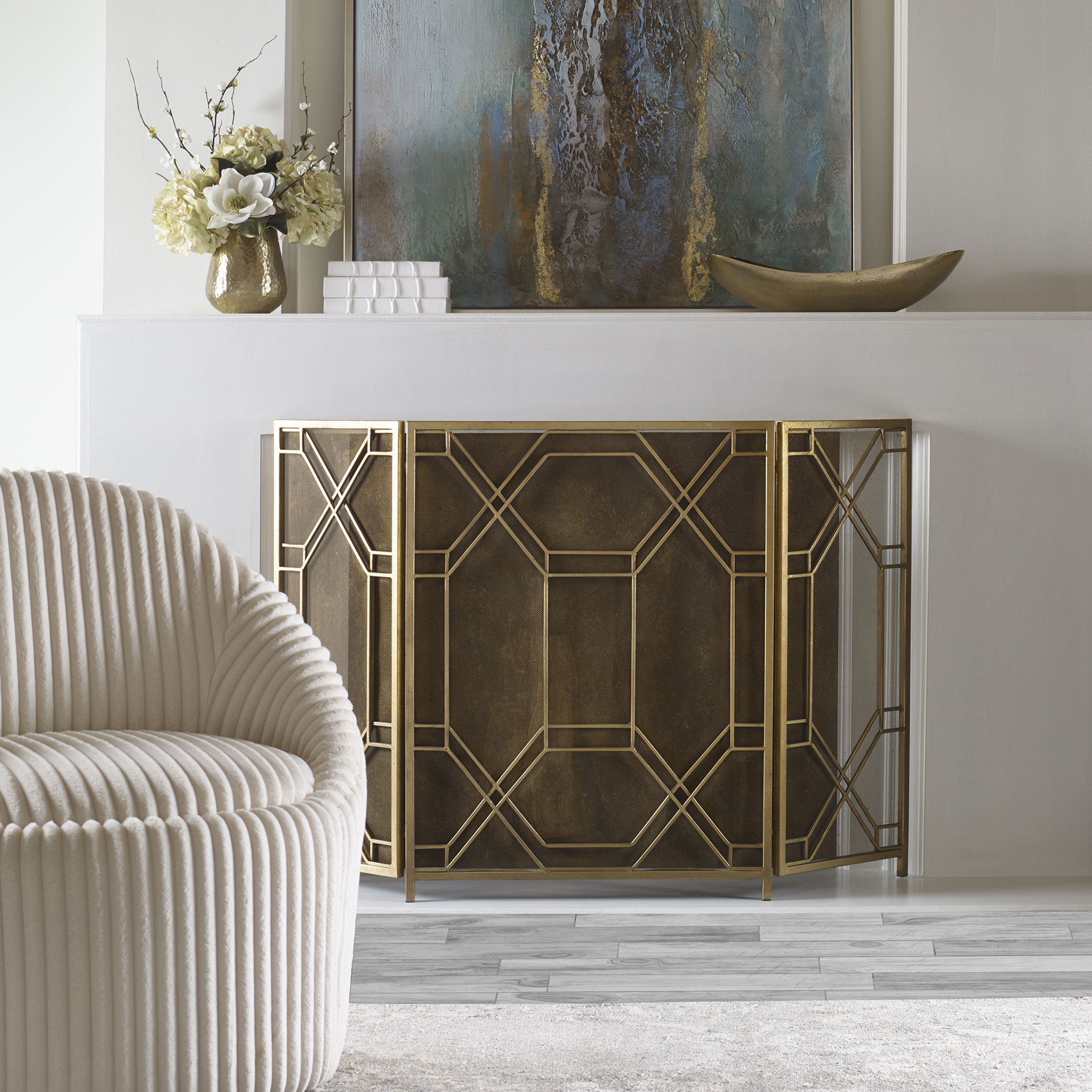 Rosen Gold Fireplace Screen large image 