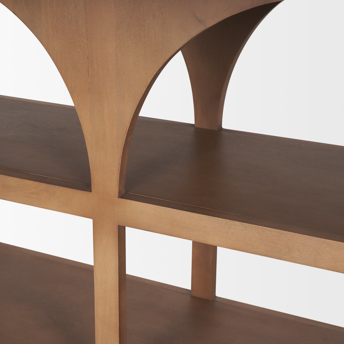 Bela 54' Arched Console Table Medium Brown Wood, by Mercana, 54" length x 16" width x 32" height View 9