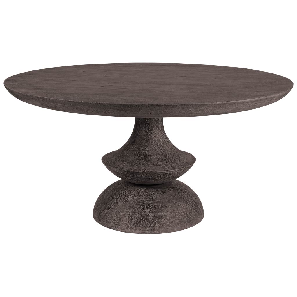 Crossman 60' Round Dark Brown/Gray Solid Wood Table Top & Base Dining Table, by Mercana, 60" length x 60" width x 30" height View 1
