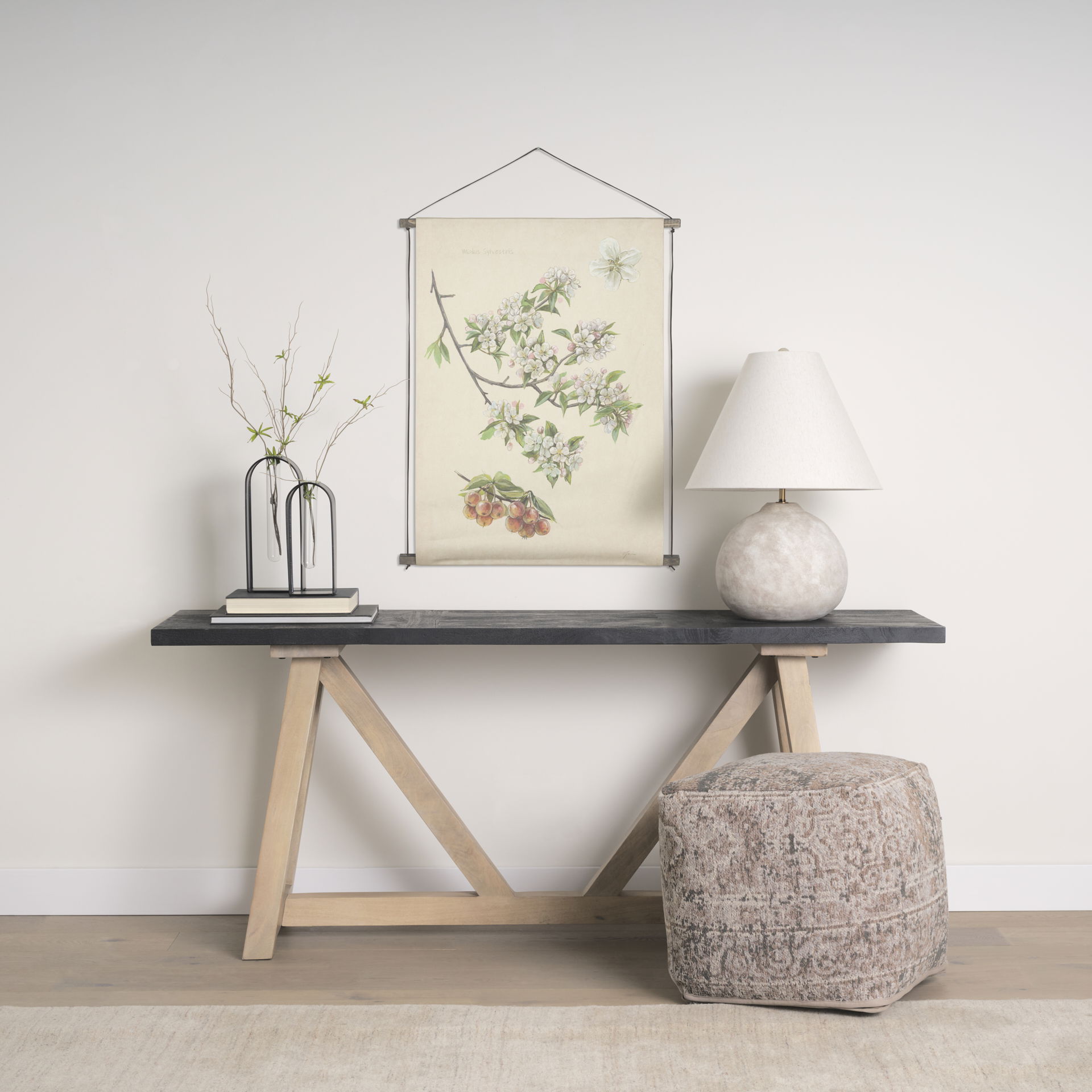 Khloe Small Taupe Pouf, Ottoman by Mercana, 18" length x 18" width x 18" height View 2