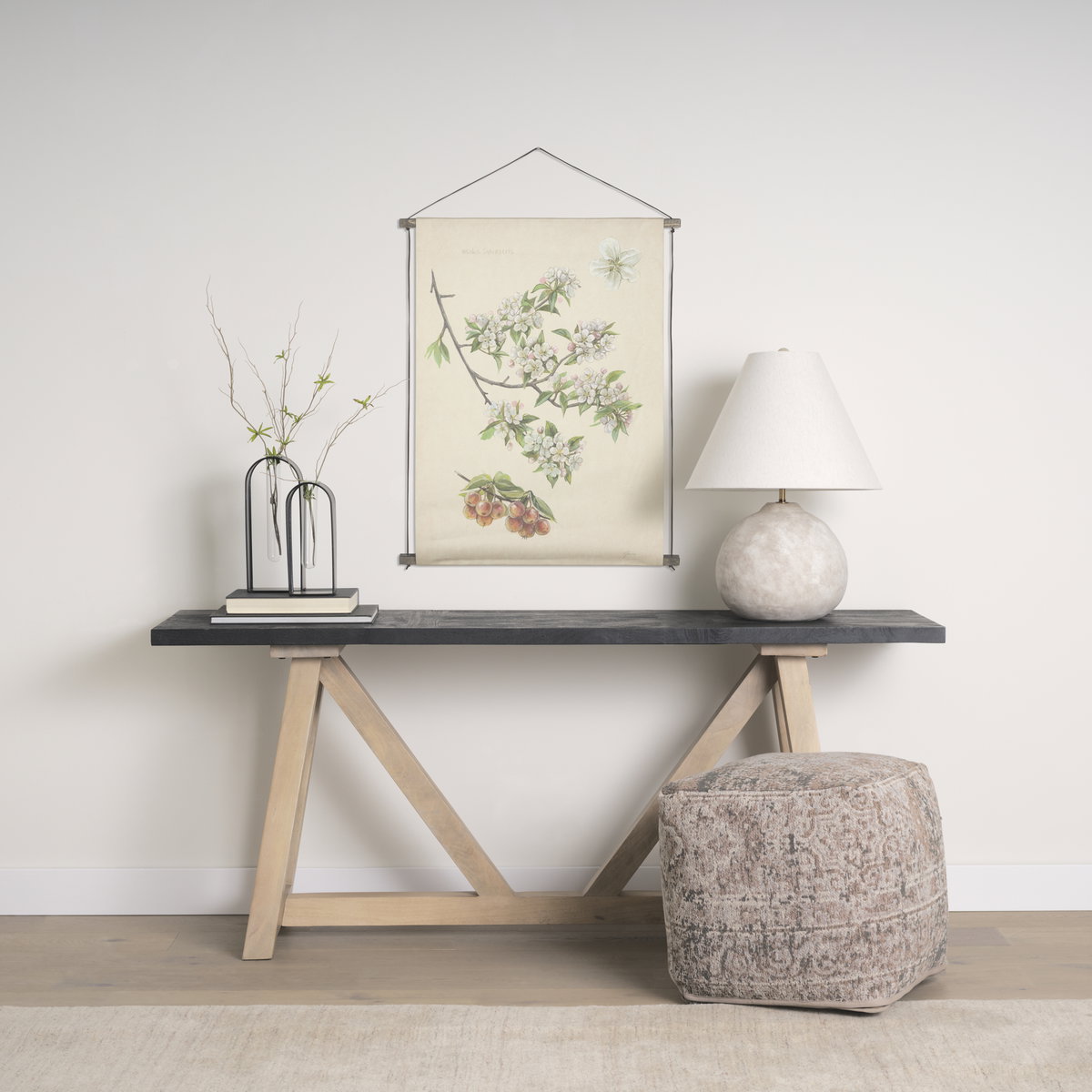 Khloe Small Taupe Pouf, Ottoman by Mercana, 18" length x 18" width x 18" height View 2