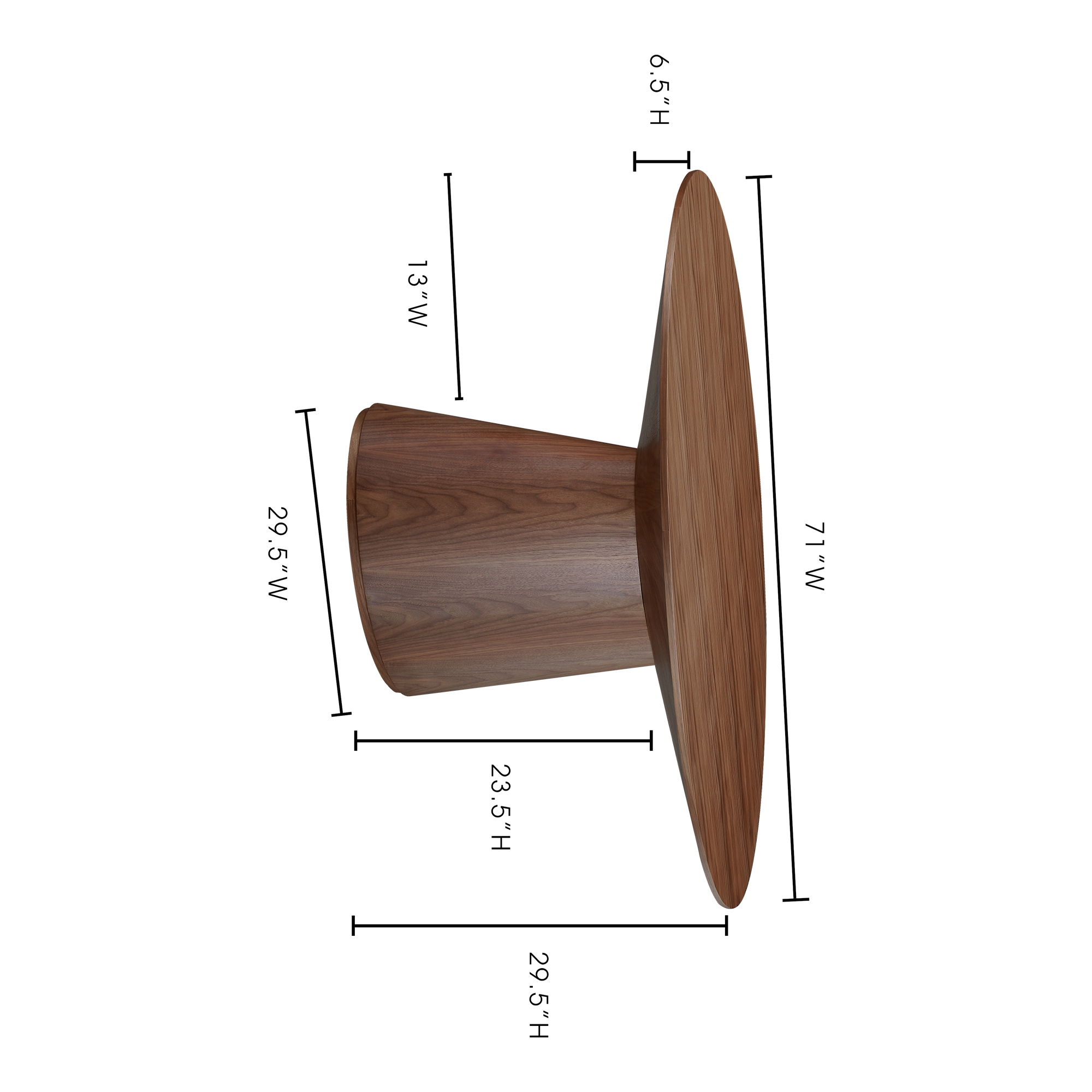 Otago Oval Dining Table Walnut Brown, by Moe's Home, 71" width x 29.5" height x 43" depth View 6