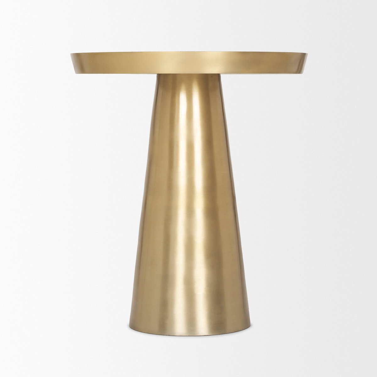 Roland Satin Brass Cast Aluminum Metal Accent Table, Side & End Table by Mercana, 18" length x 18" width x 20.75" height View 6