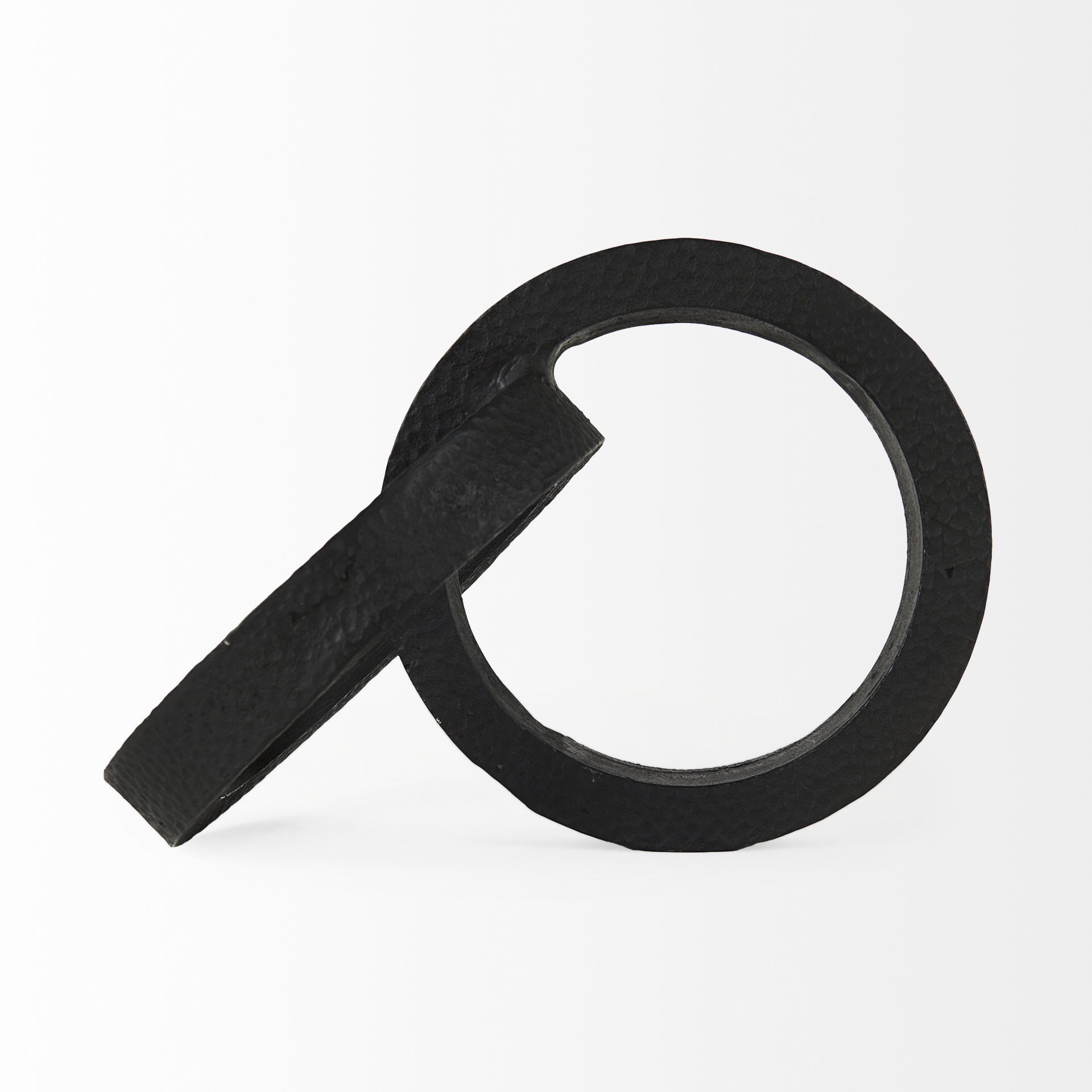 Rafiki Two Blackened Hammered Finish Metal Conjoined Circles, Decorative Object by Mercana, 7.87" length x 5.91" width x 5.91" height View 8