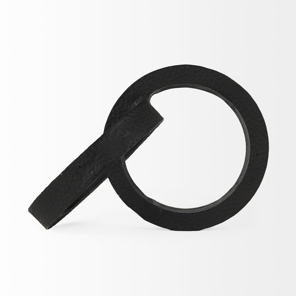Rafiki Two Blackened Hammered Finish Metal Conjoined Circles, Decorative Object by Mercana, 7.87" length x 5.91" width x 5.91" height View 8