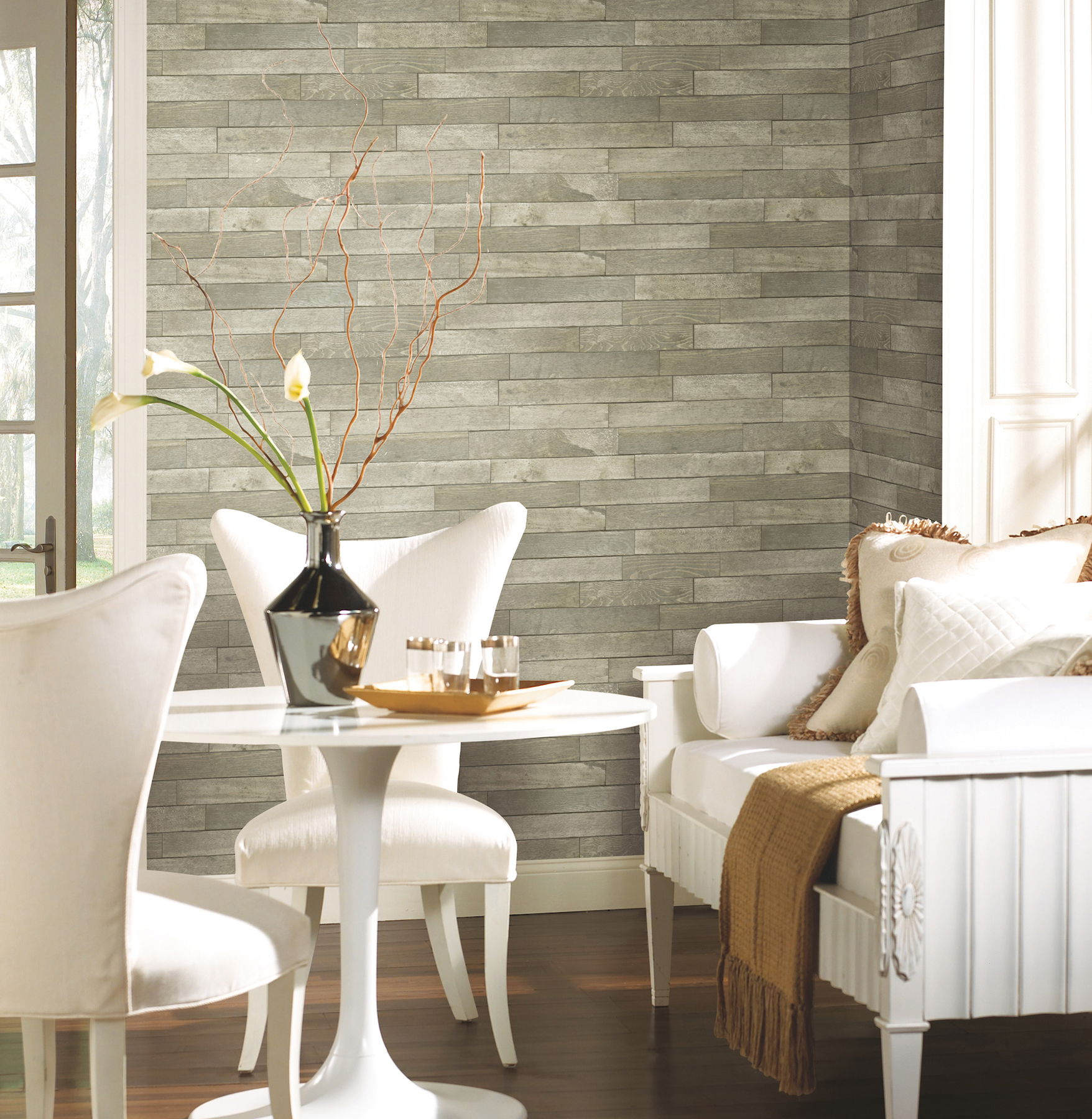 Warehouse Planks Brown Peel & Stick Wallpaper large image 