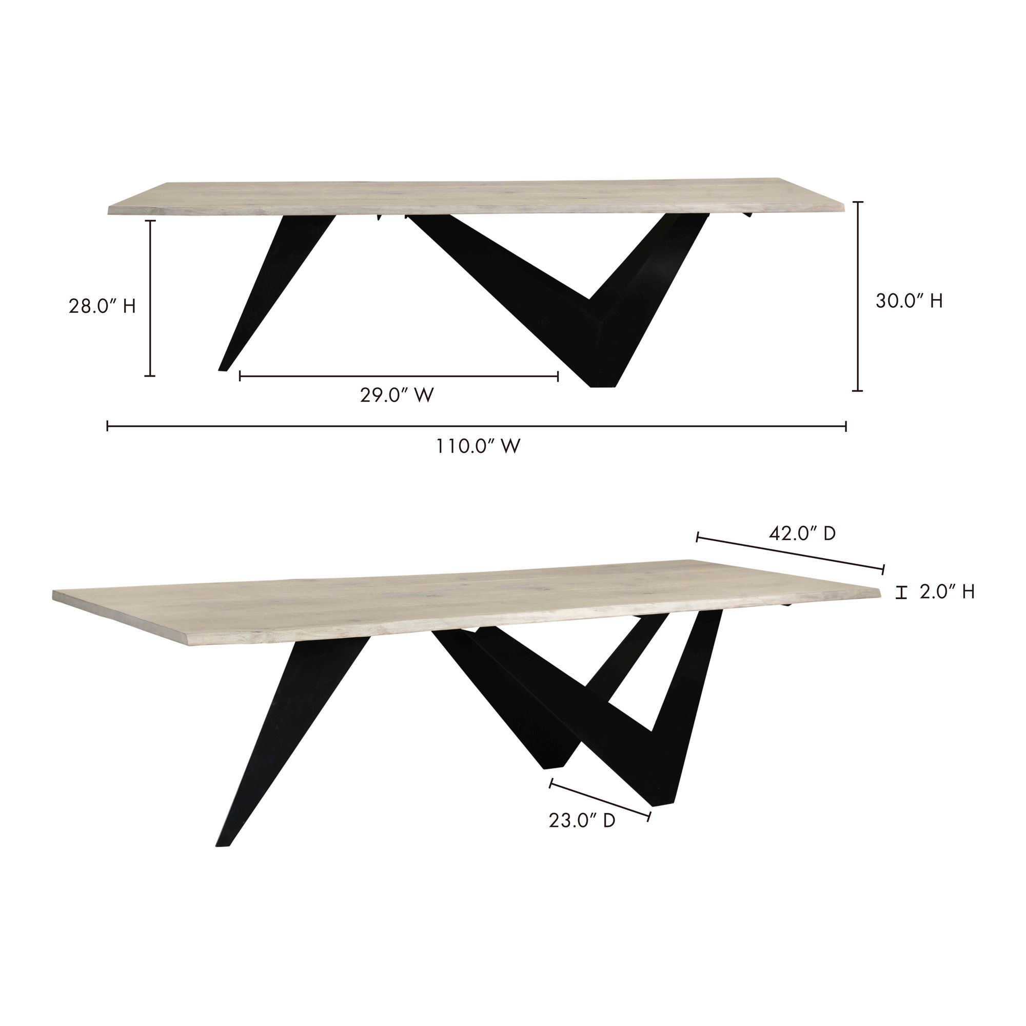Bird Dining Table Large Natural, by Moe's Home, 110" width x 30" height x 42" depth View 7