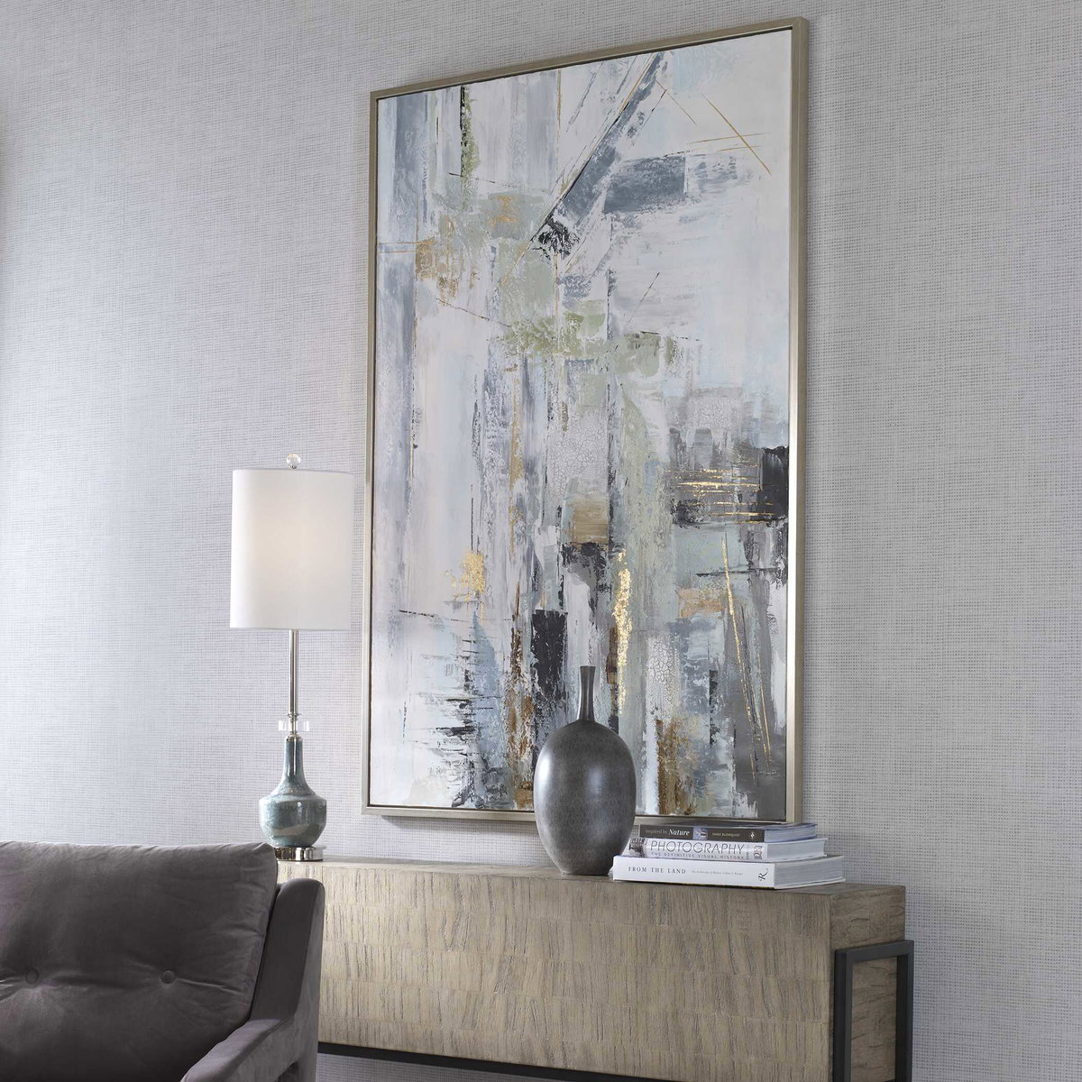 Natural Springs Hand Painted Canvas Art, by Uttermost, 41.7" width x 61.7" height x 1.5" depth View 4