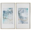 Undulating Oro Abstract Prints Set/2, Painting by Uttermost, 25" width x 45" height x 2" depth thumbnail 1