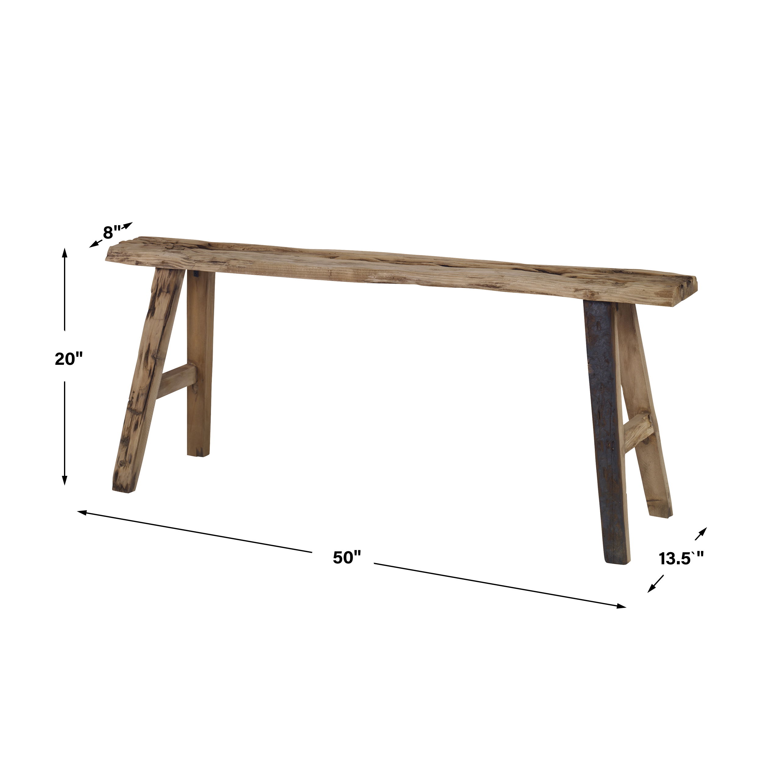 Paddock Rustic Bench, Furniture by Uttermost, 50" width x 20" height x 13.5" depth View 3
