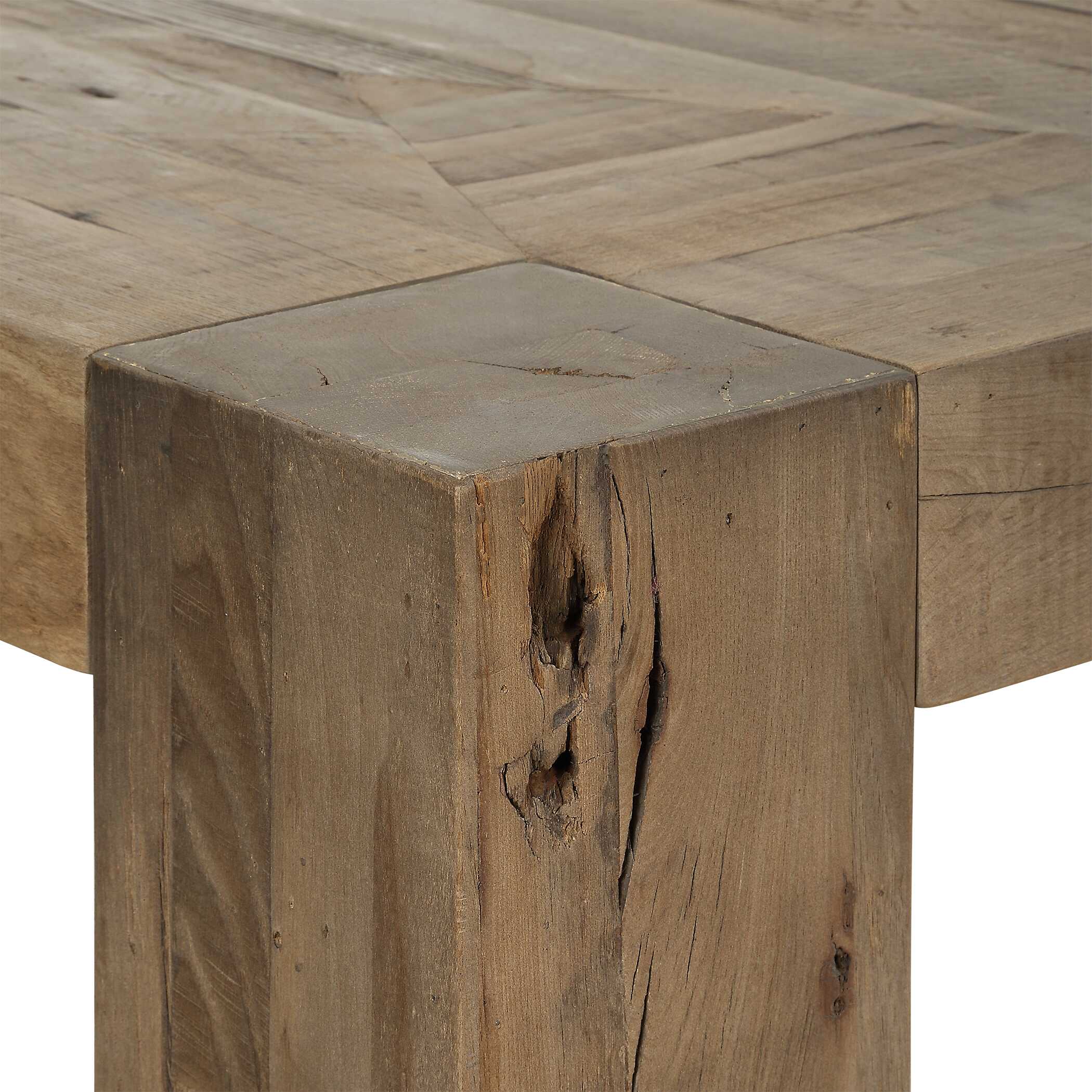Aldan Reclaimed Oak Dining Table, Furniture by Uttermost, 116" width x 30" height x 40" depth View 5