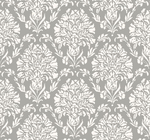 Block Print Damask Dark Grey Wallpaper
