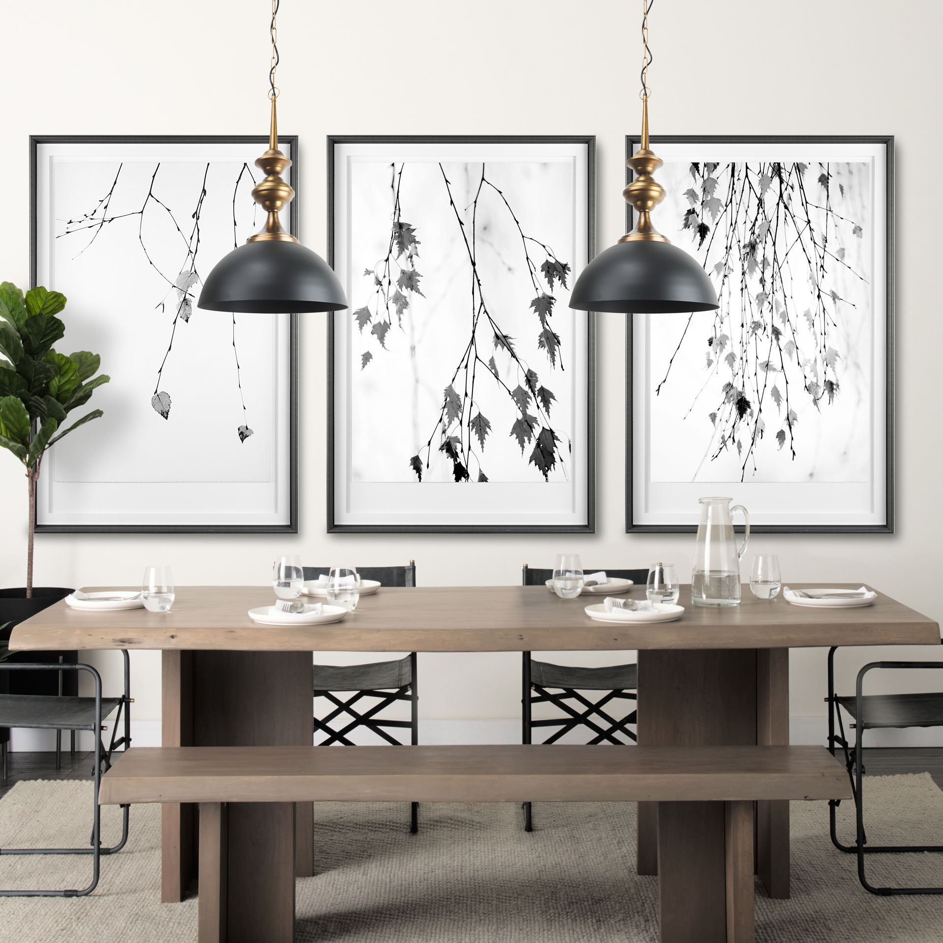 Willson  Black Iron with Antique Brass Dome Pendant Light, by Mercana, 17" length x 17" width x 29" height View 2