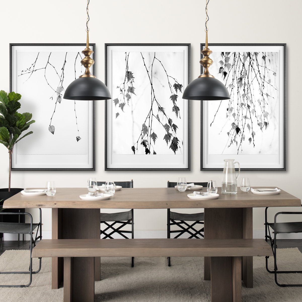 Willson  Black Iron with Antique Brass Dome Pendant Light, by Mercana, 17" length x 17" width x 29" height View 2