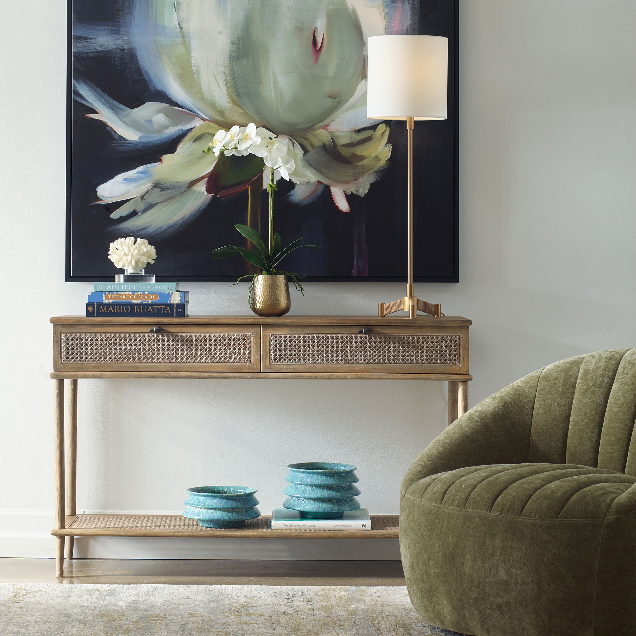 Coast Rattan Console Table, Furniture by Uttermost, 52" width x 32" height x 16" depth View 2