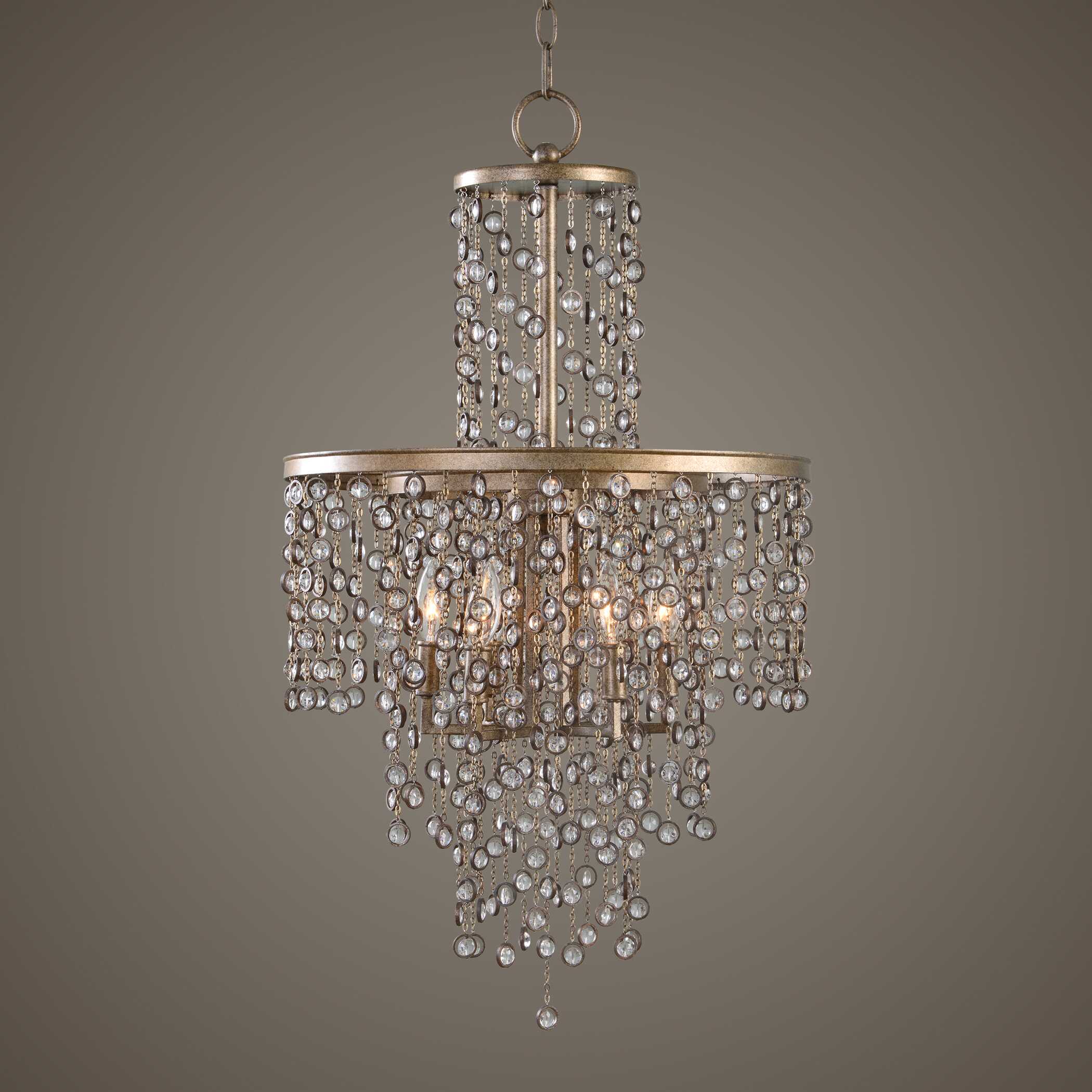 Valka 6 Light Crystal Chandelier, Ceiling Light by Uttermost, 19.25" width x 33.5" height x 19.25" diameter View 2