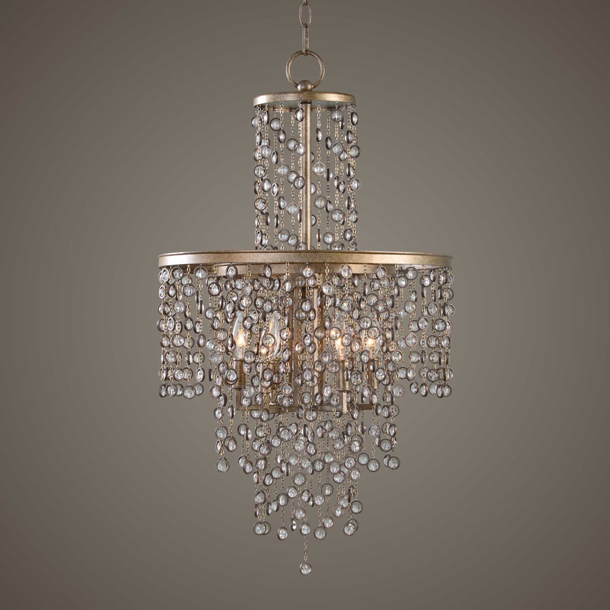 Valka 6 Light Crystal Chandelier, by Uttermost, 1'7.25" width x 2'9.5" height x 1'7.25" diameter View 2