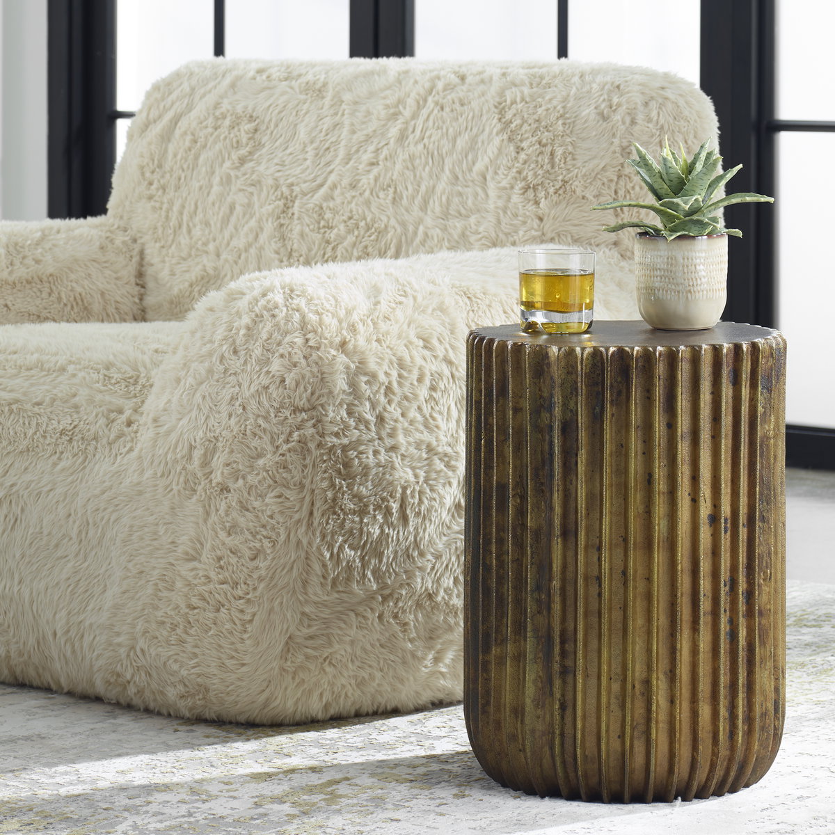 Peaks And Valleys Gold Accent Table, Side & End Table by Uttermost, 14" width x 20" height x 14" depth View 2