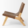 Elodie 24.4L x 33.9W x 30.7H Brown Leather with Natural Beech Wood Frame Accent Chair, by Mercana, 24.41" length x 31.9" width x 30.71" height thumbnail 6