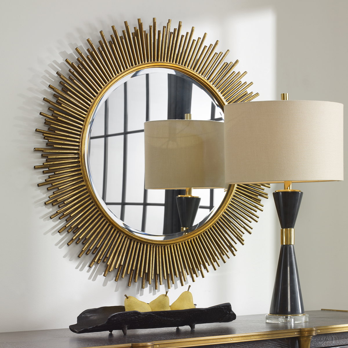 Marlo Round Gold Mirror, by Uttermost, 3' width x 3' height x 1.25" depth View 2