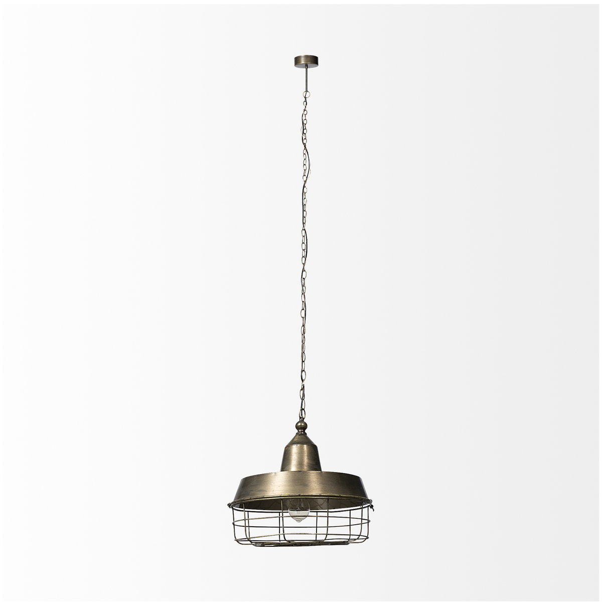 Tahla 14x 14.5 Gold Toned Metal Cage Pendant Light, by Mercana, 14" length x 14" width x 14.5" height View 3