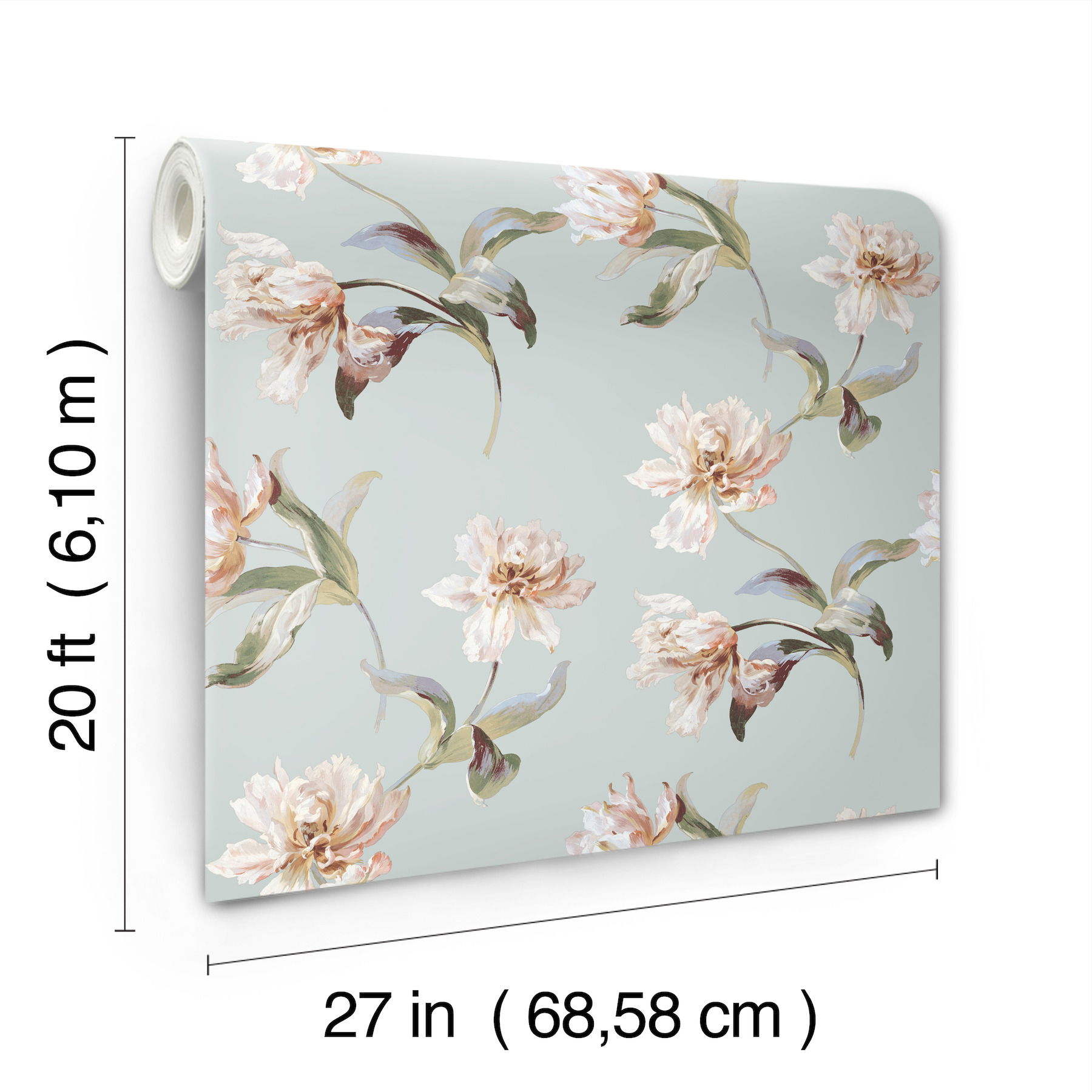 Large Parrot Tulip White Peel & Stick Wallpaper large image 