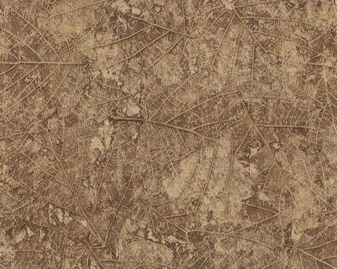 Tossed Leaves Brown Wallpaper