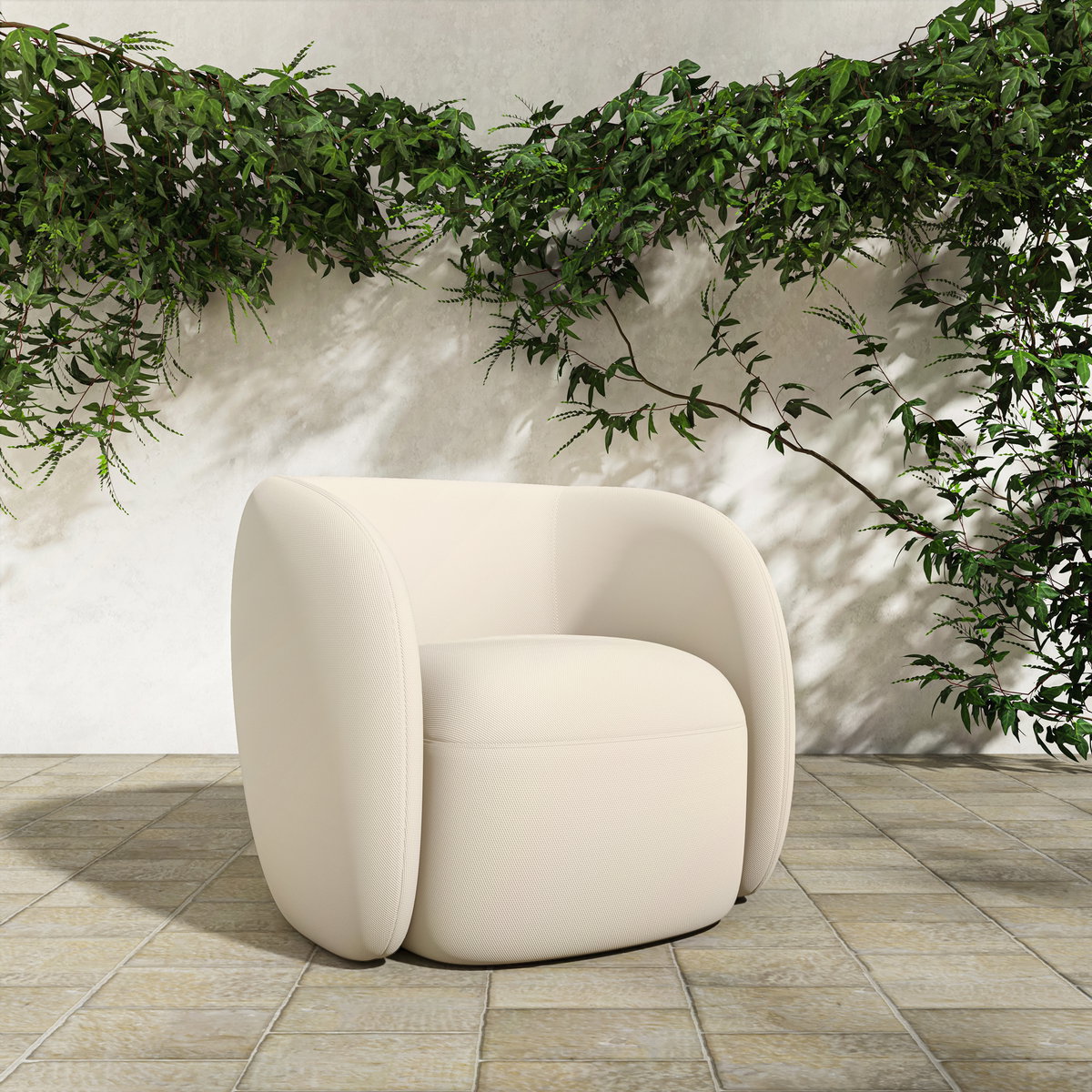 Rae Outdoor Accent Chair Cream, Outdoor Chair by Moe's Home, 2'8" width x 2'2" height x 2'5" depth View 7