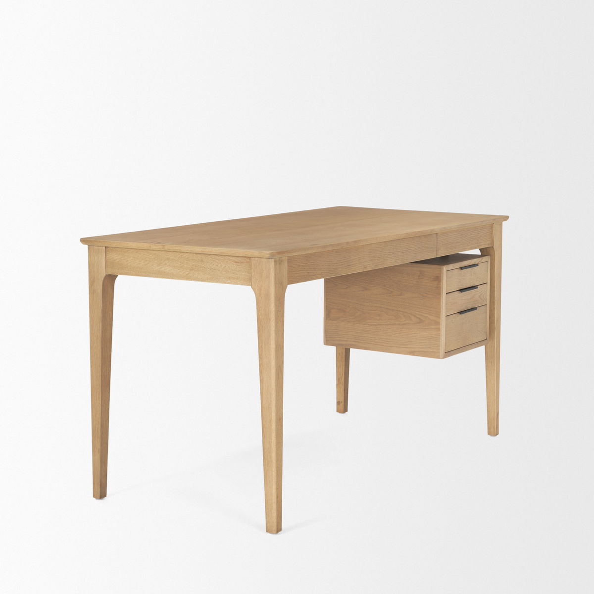 Tino Light Brown Oak Wood with 4 Drawers Desk, by Mercana, 55.12" length x 26.77" width x 29.92" height View 7